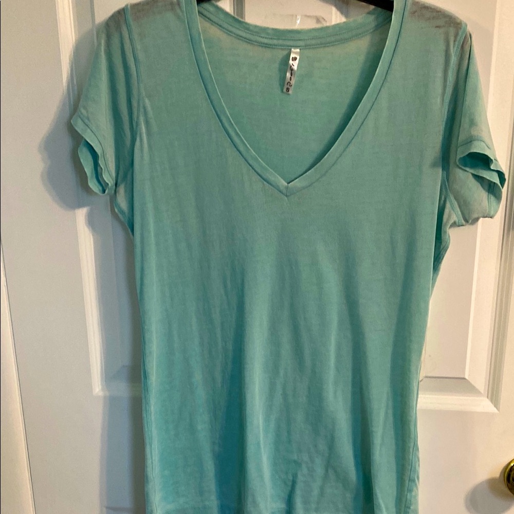 Women's Light Blue V-Neck T-Shirt